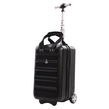 Aerolite 40x20x25cm Ryanair Approved Cabin Bag – Lightweight 2-Wheel Hard Shell Underseat Luggage with TSA Lock – Eco-Friendly Interior – Black